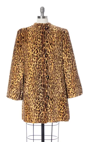 1940s Leopard Print Faux Fur Coat | medium/large