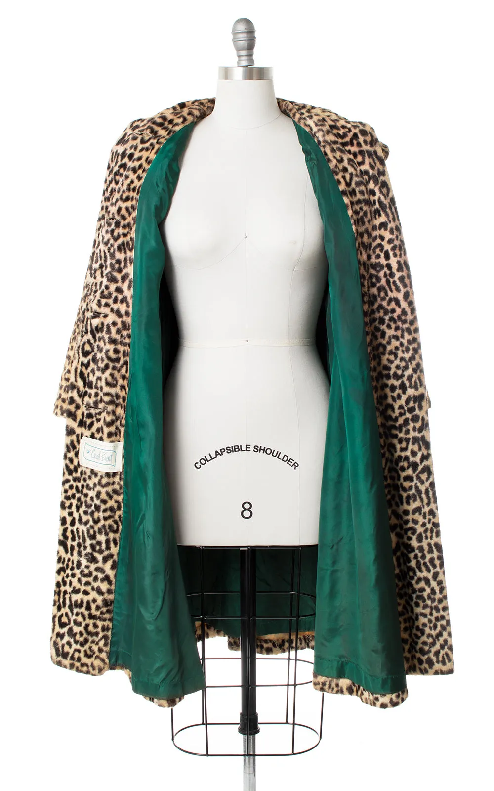1950s 1960s Leopard Print Faux Fur Swing Coat | x-large