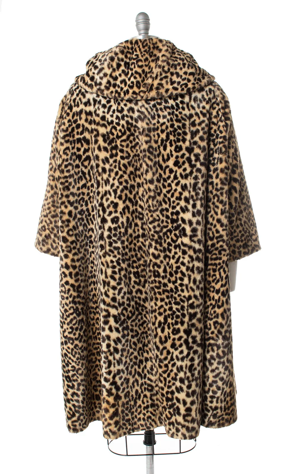 1950s 1960s Leopard Print Faux Fur Swing Coat | x-large