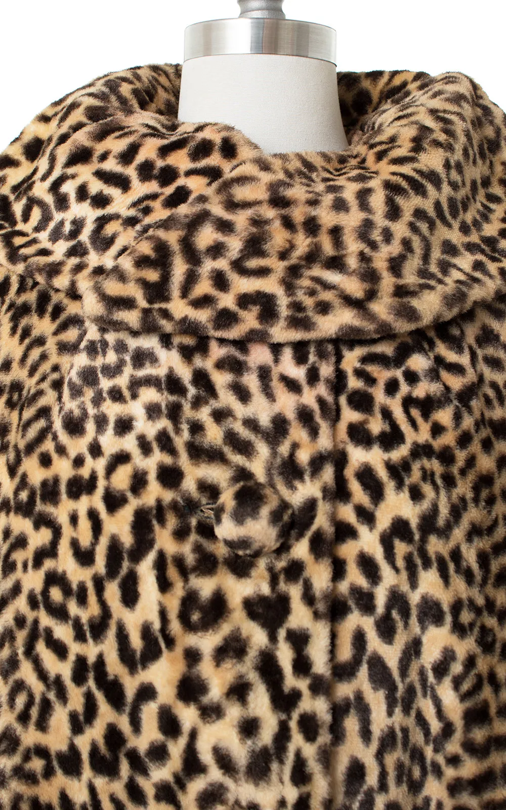1950s 1960s Leopard Print Faux Fur Swing Coat | x-large