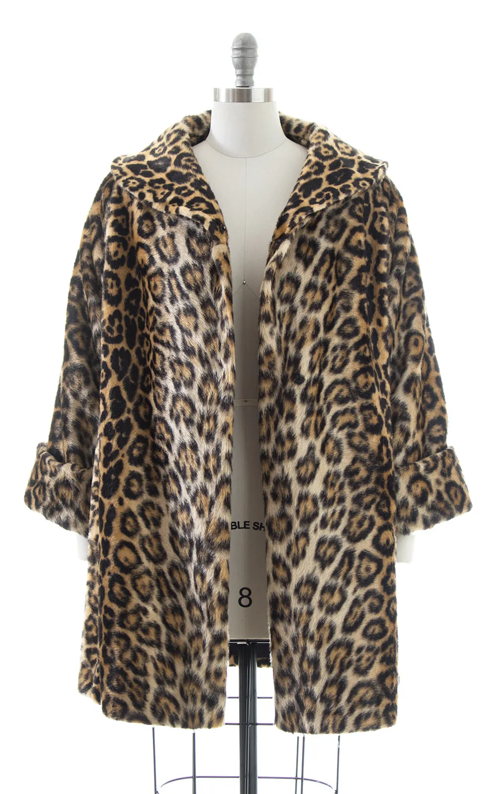1950s Leopard Print Faux Fur Swing Coat | large