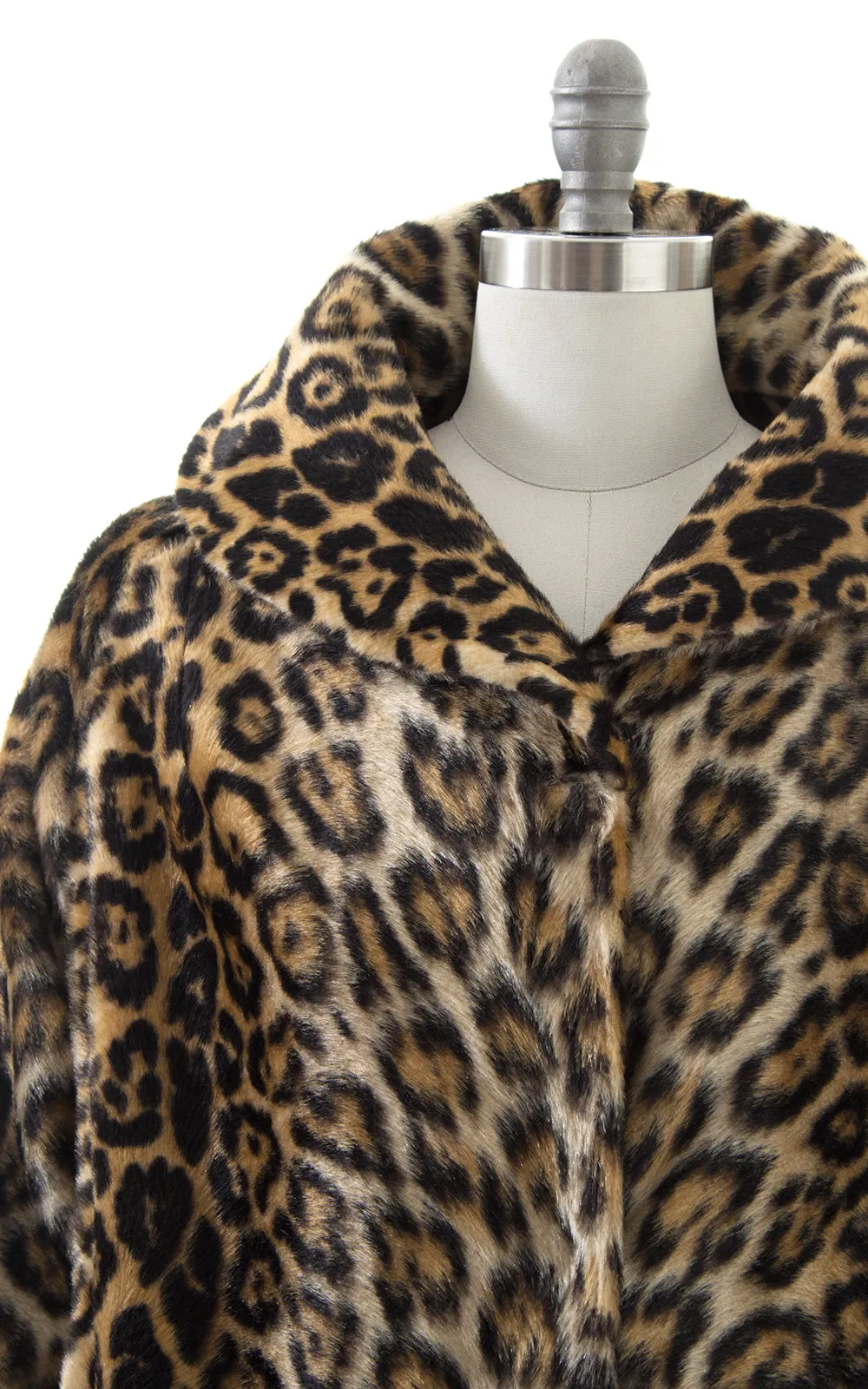 1950s Leopard Print Faux Fur Swing Coat | large
