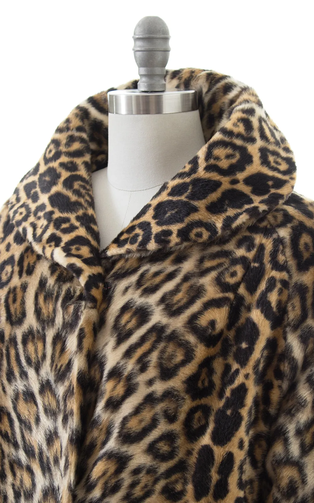 1950s Leopard Print Faux Fur Swing Coat | large