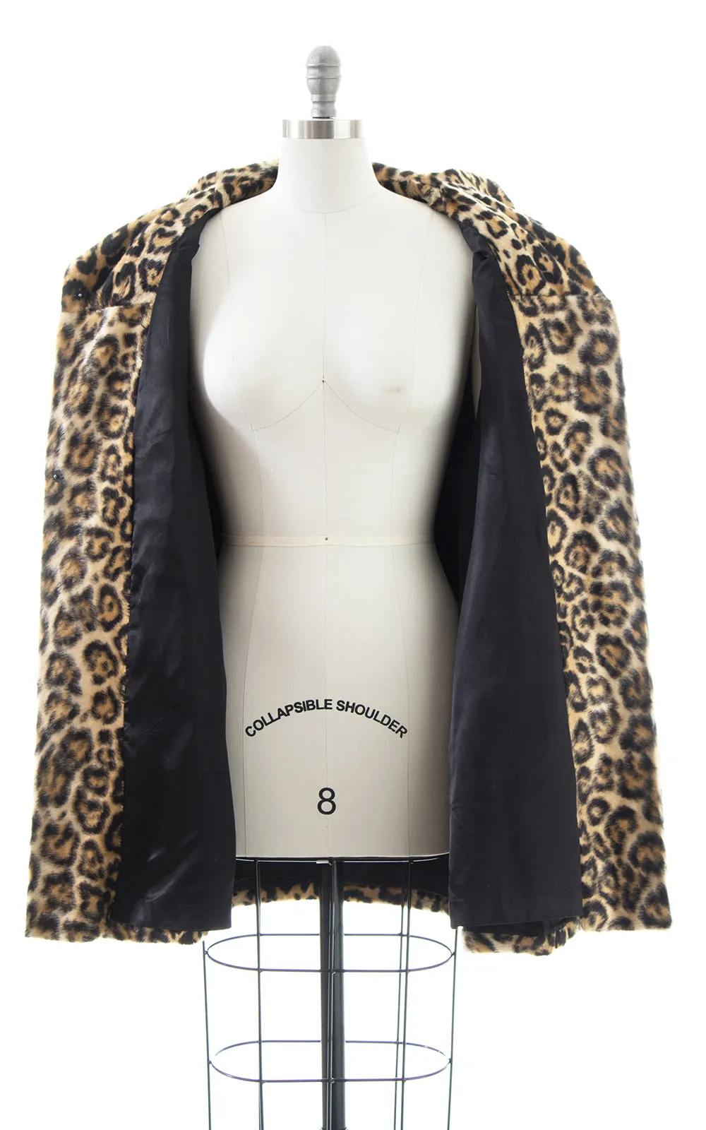 1950s Leopard Print Faux Fur Swing Coat | large