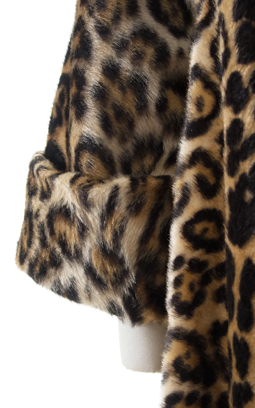 1950s Leopard Print Faux Fur Swing Coat | large