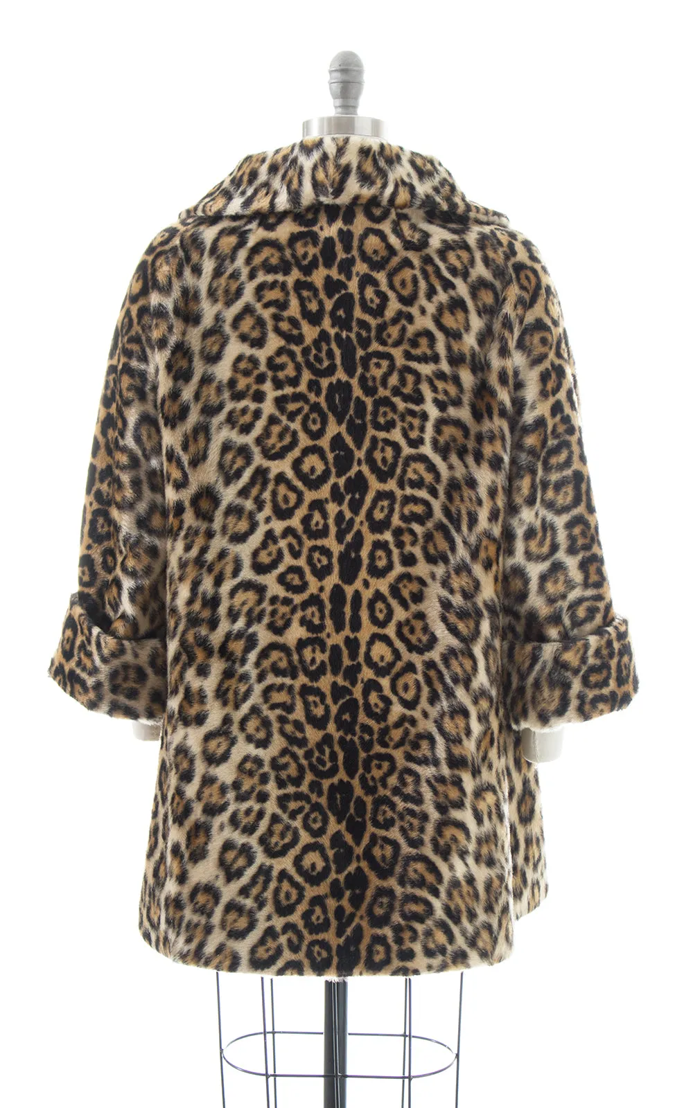 1950s Leopard Print Faux Fur Swing Coat | large
