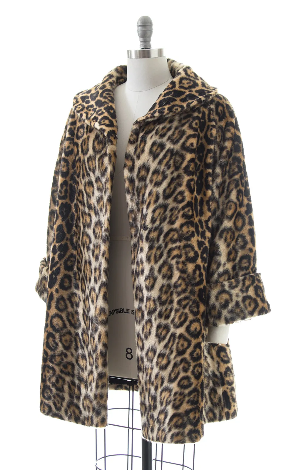 1950s Leopard Print Faux Fur Swing Coat | large