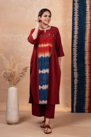 Aakaar Maroon Clamp Cotton Kurta | Ray-ethnic