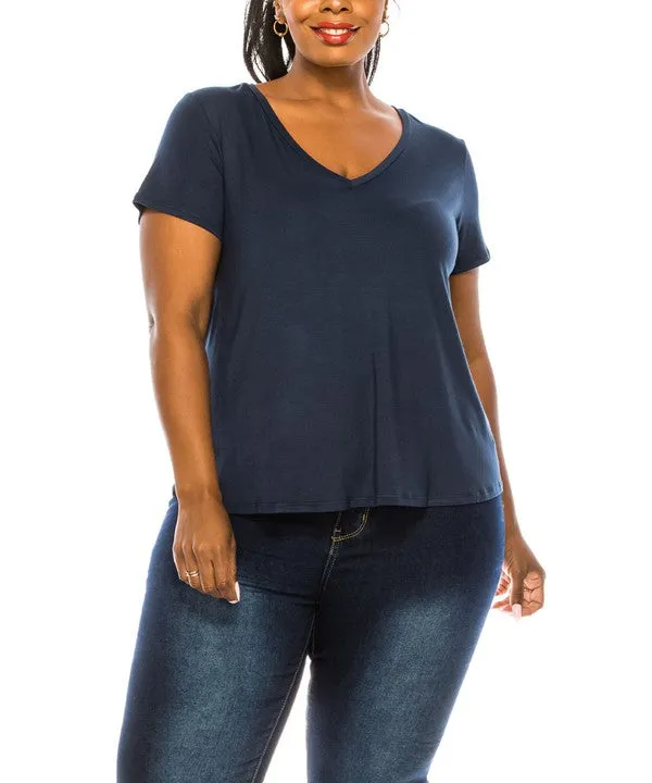 Bamboo V Neck Top Plus Size