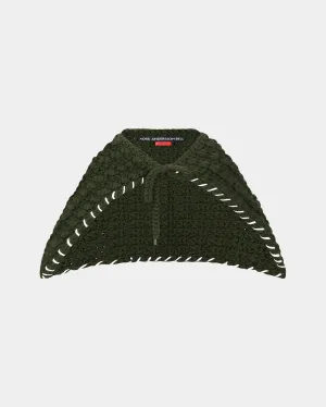 CHUNKY WOOL-BLEND HAND KNITTED SCARF aaa428u(GREEN)
