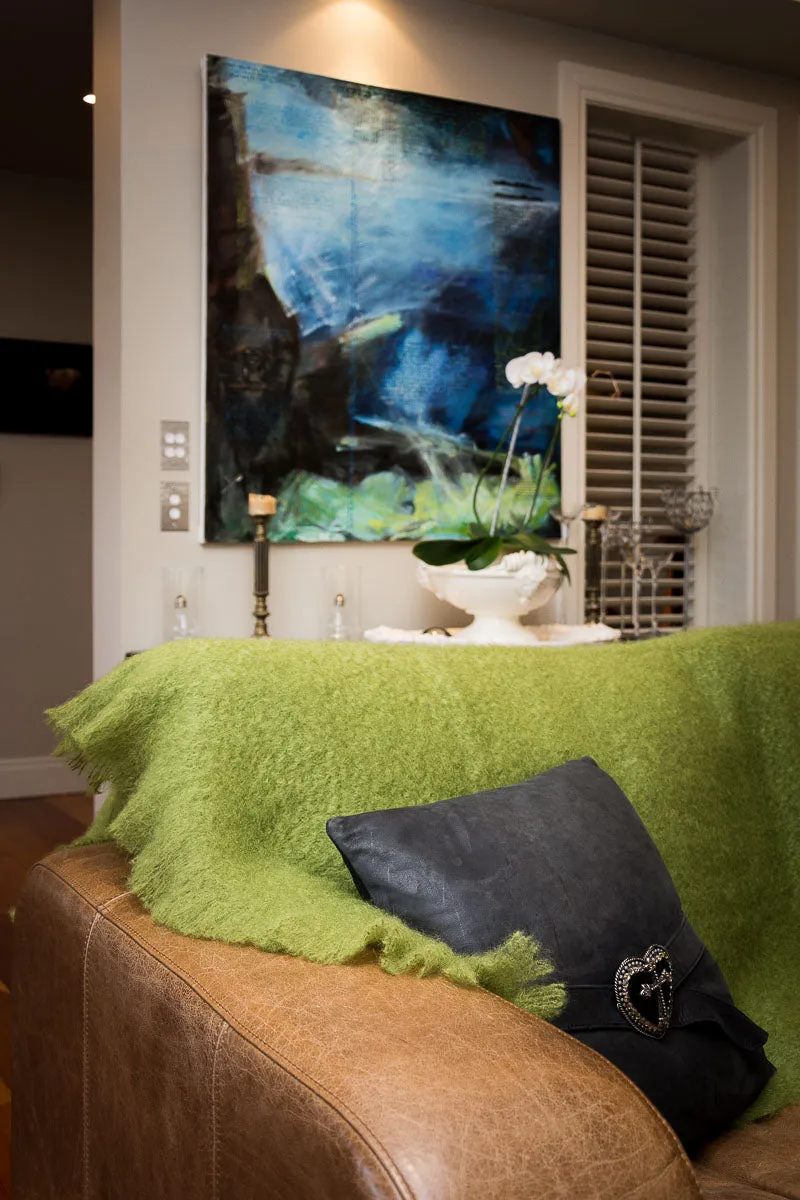 Fern Green Mohair Throw Blanket