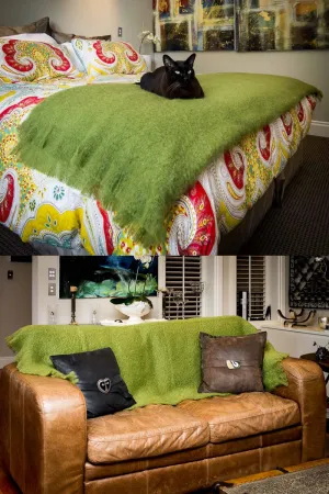 Fern Green Mohair Throw Blanket