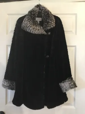 Joseph Ribkoff Faux Fur Coat Black/Taupe 194501