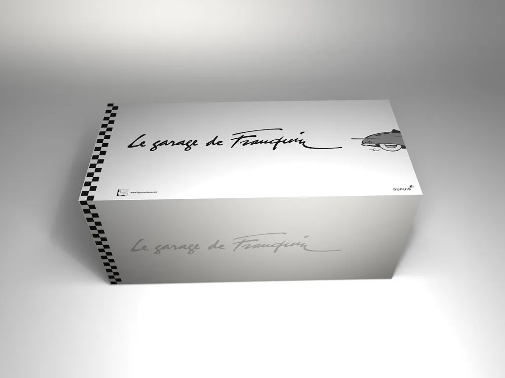 LE GARAGE DE FRANQUIN, SPIROU: FIAT 500 TOPOLINO 1937 "MYSTERE A LA FRONTIERE" - véhicule en résine 27 cm
