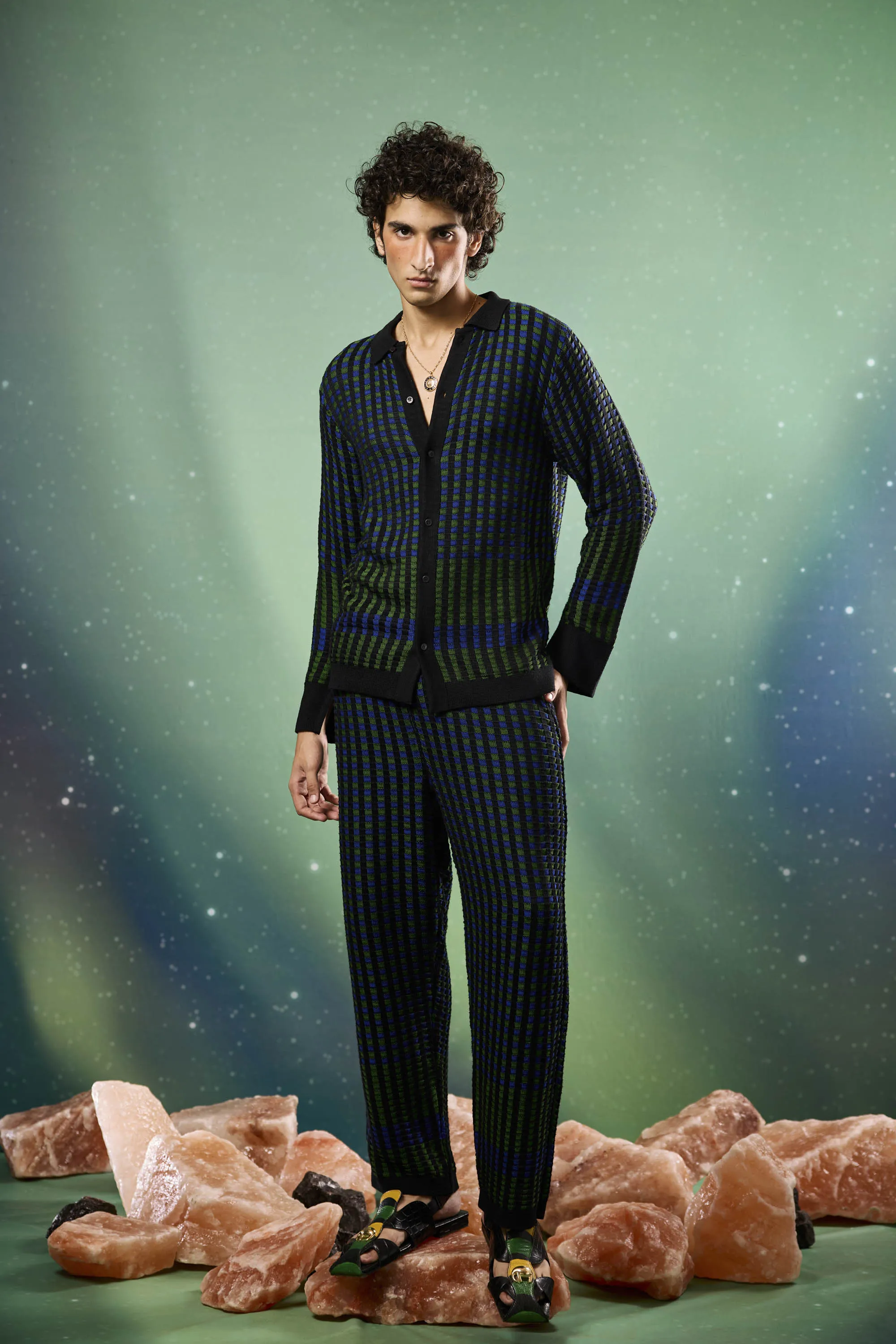 Midnight Mosaic Knitted Shirt