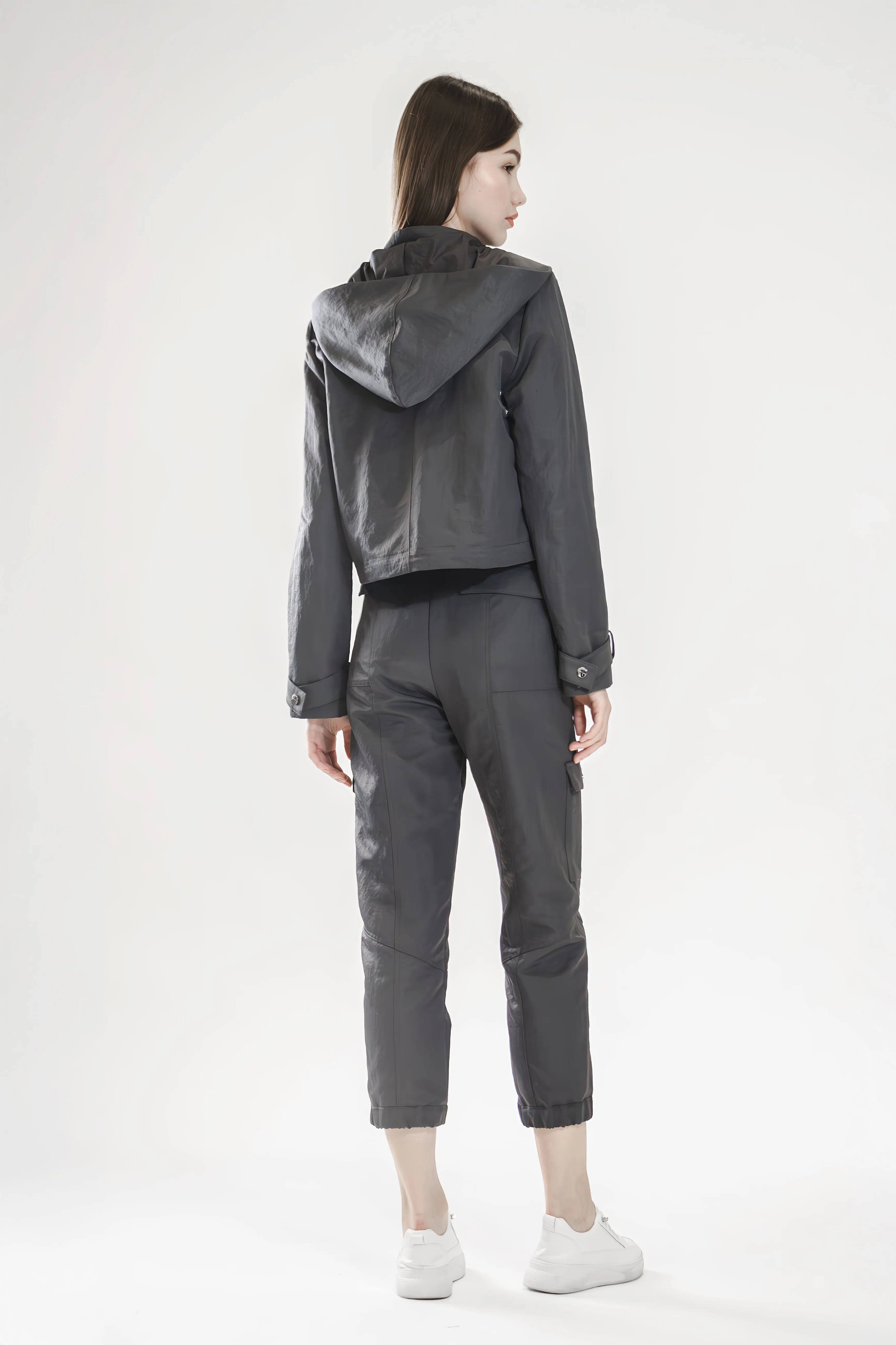 MOON-GRAY UTILITY-STYLE TRENCH COAT
