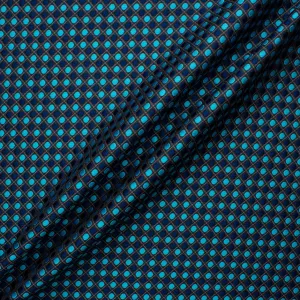 Multi Blue Spotted Grey Lattice Brocade Fabric