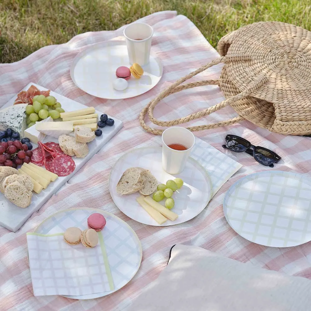 Pastel Gingham Eco Paper Plates - Pack of 8