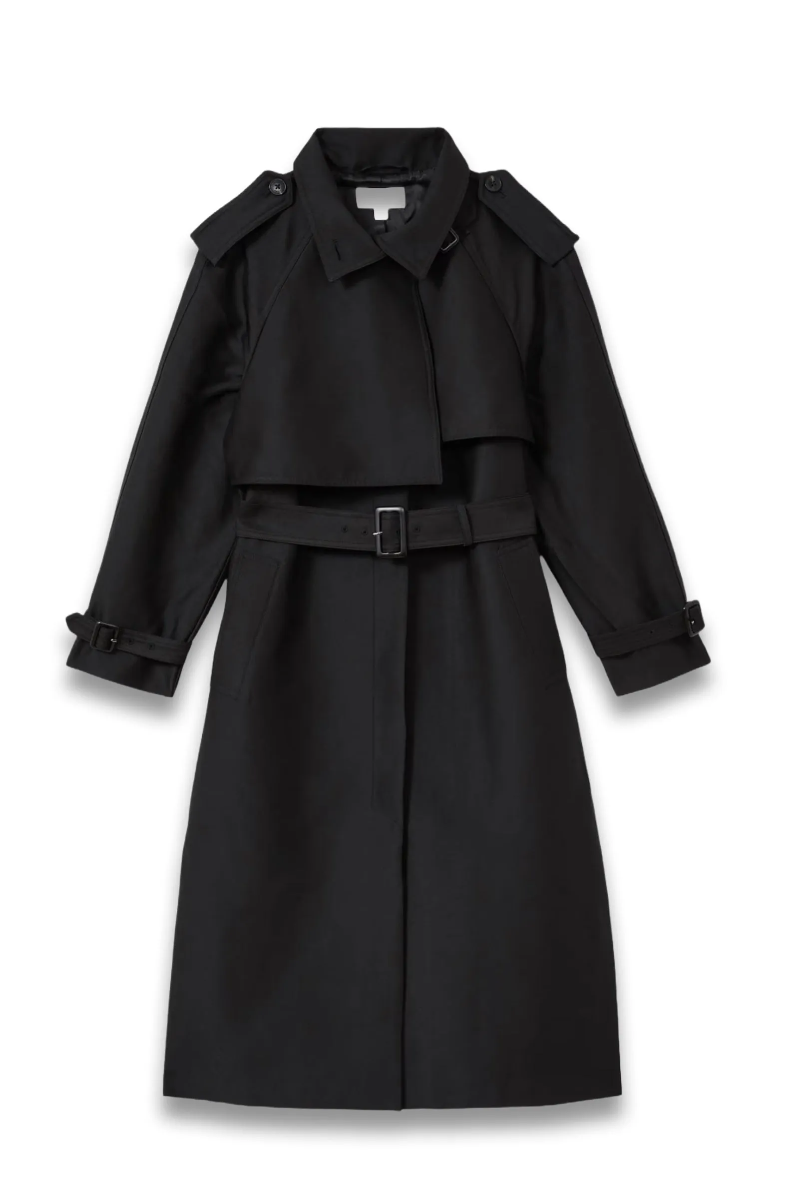 Petite Gabardine Trench Coat with Cotton in Black