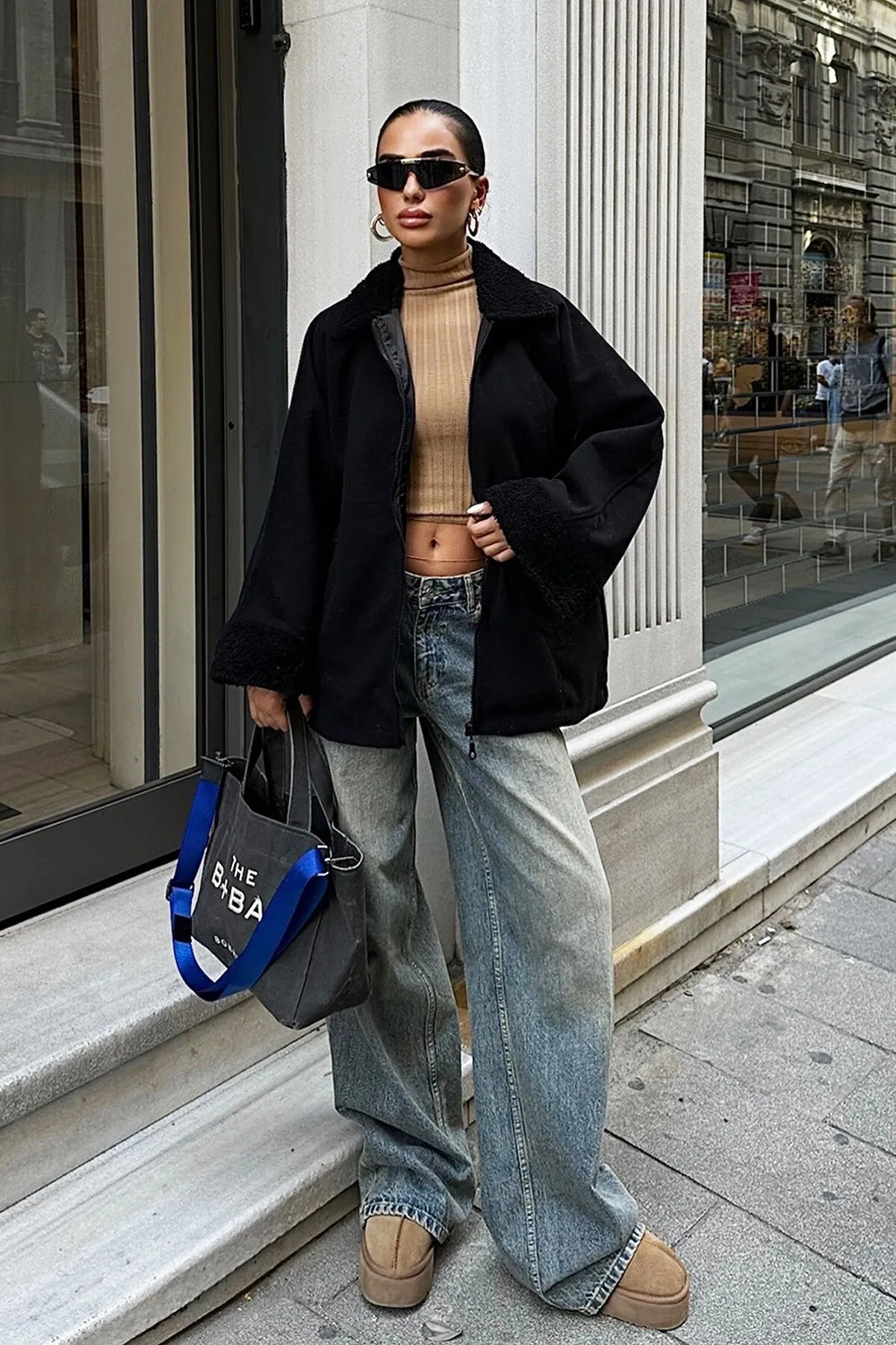 Plush Trim Cashmere Jacket