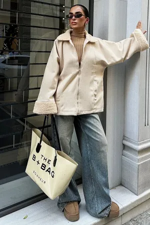 Plush Trim Cashmere Jacket