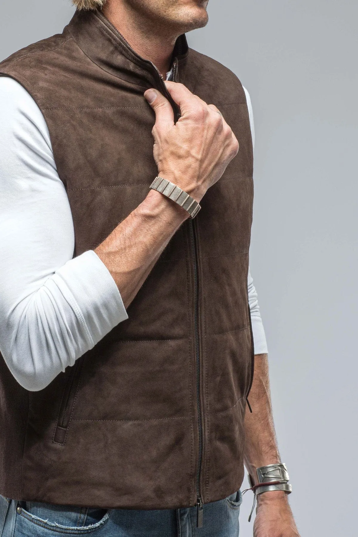 Rye Suede Vest in Chocolate