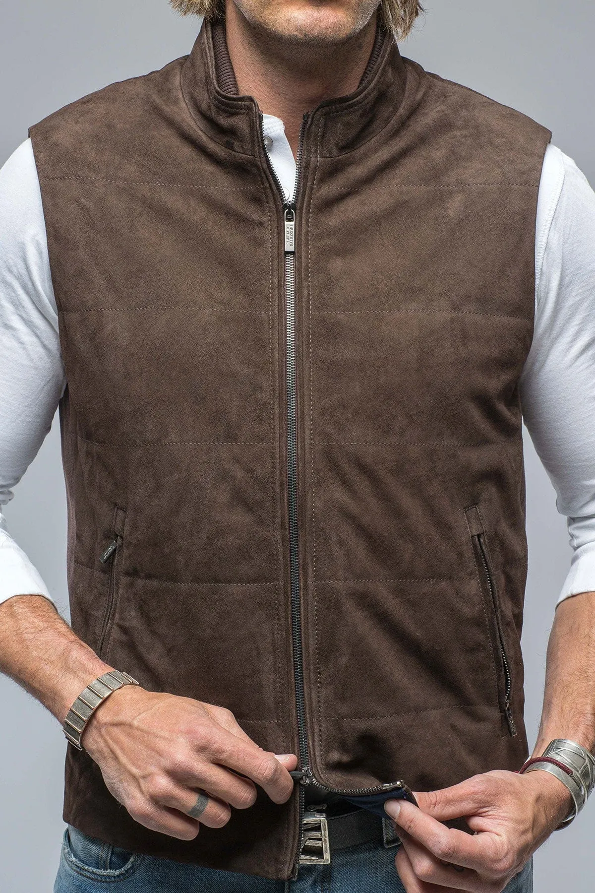 Rye Suede Vest in Chocolate