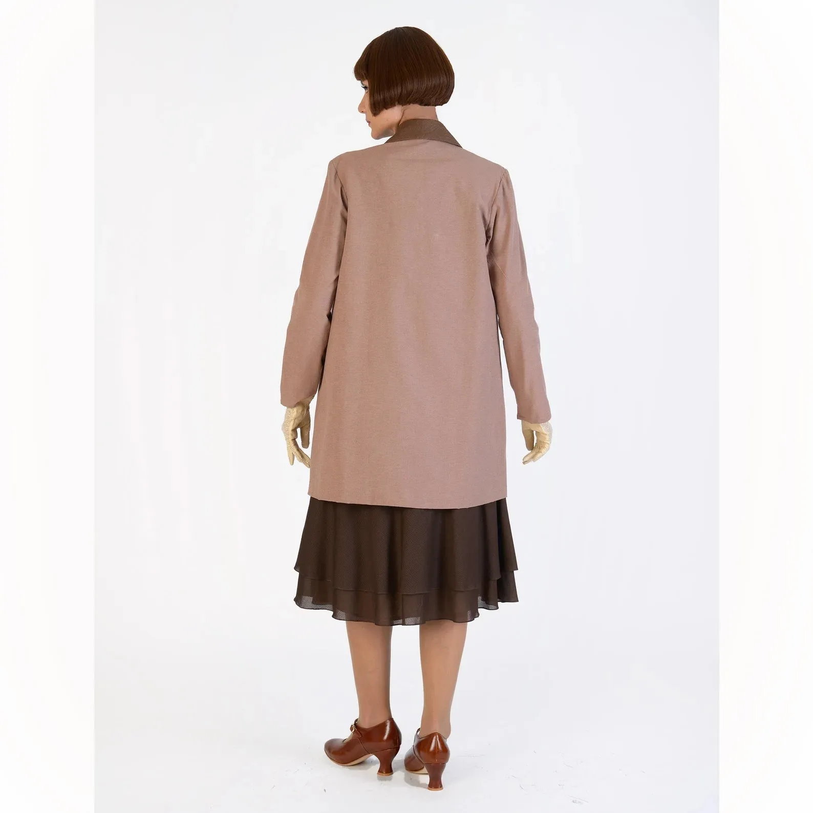 Shawl lapel cotton 1920s jacket featuring a 3-button single breasted front