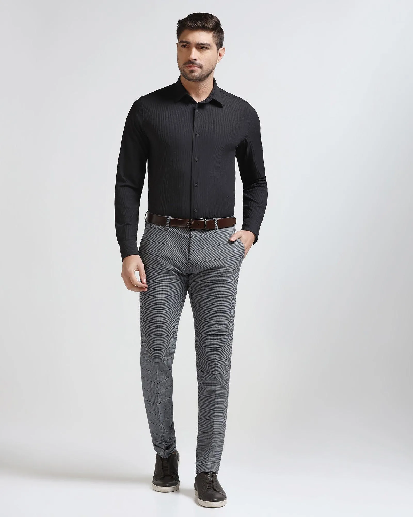 TechPro Super Slim Phoenix Formal Dark Grey Check Trouser - Legend