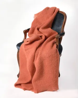 Terracotta Orange Mohair Throw Blanket
