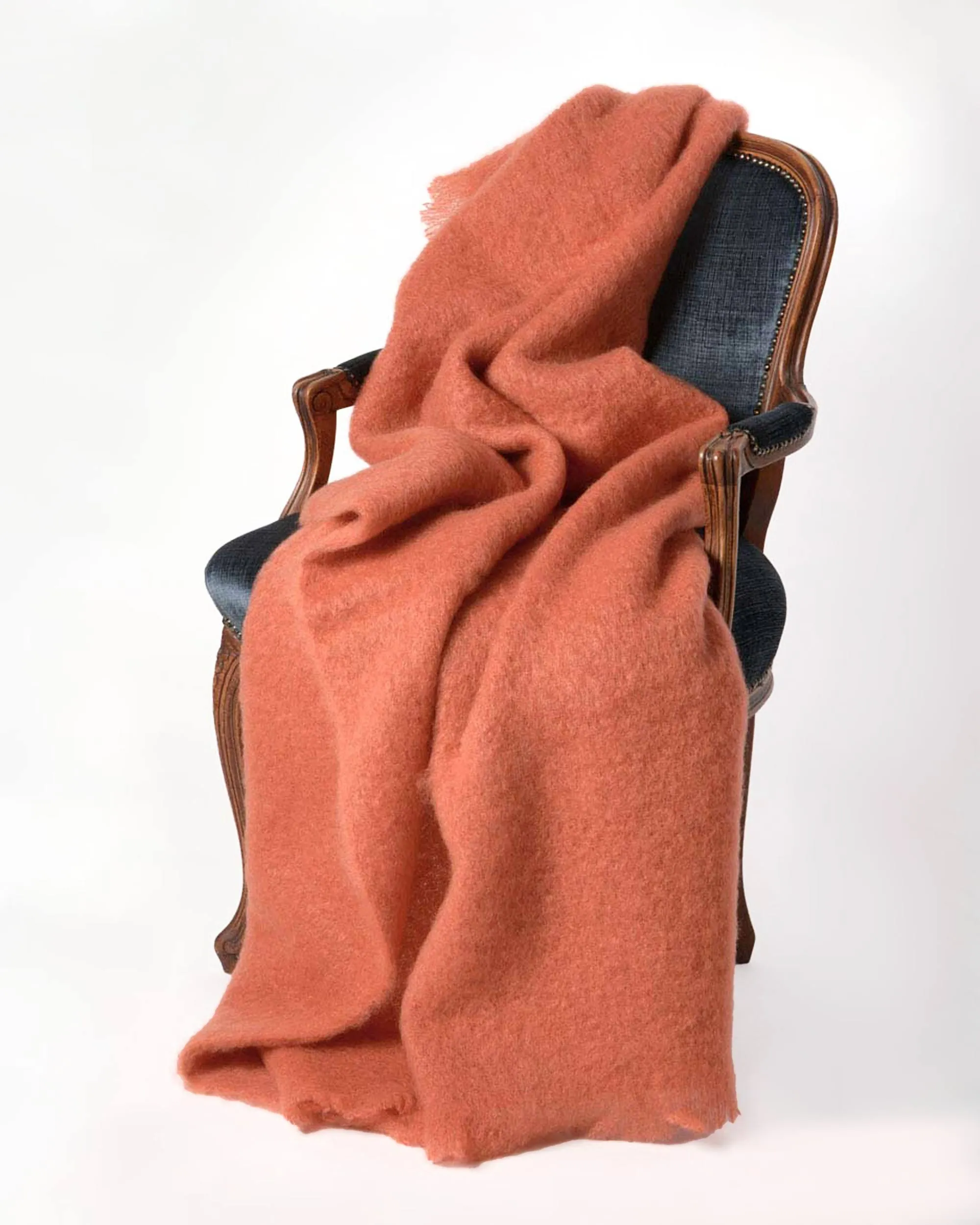 Terracotta Orange Mohair Throw Blanket