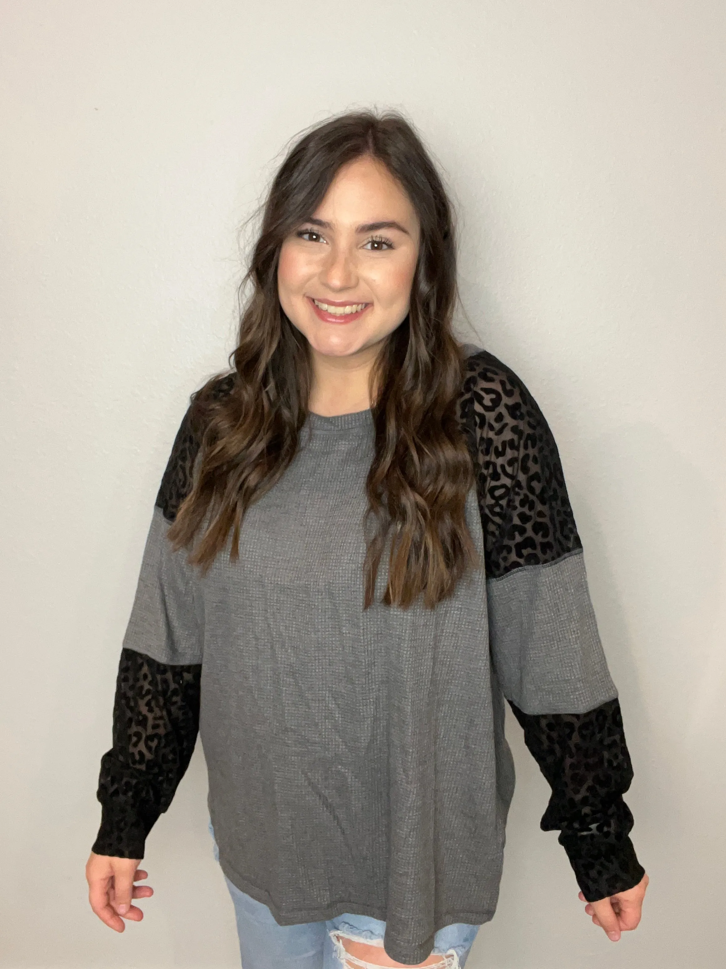 Thermal Leopard Sleeve Top