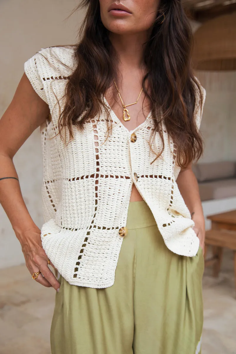 TRAVEL ON CROCHET TOP - CREAM
