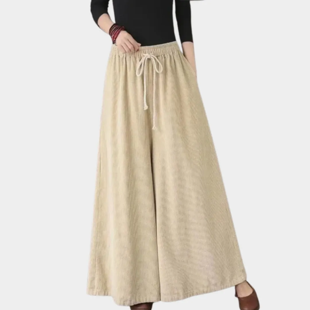 Womens High Waisted Wide Leg Corduroy Pants - Loose Fit, Plus Velvet Warm Trousers, Black, Red, Coffee